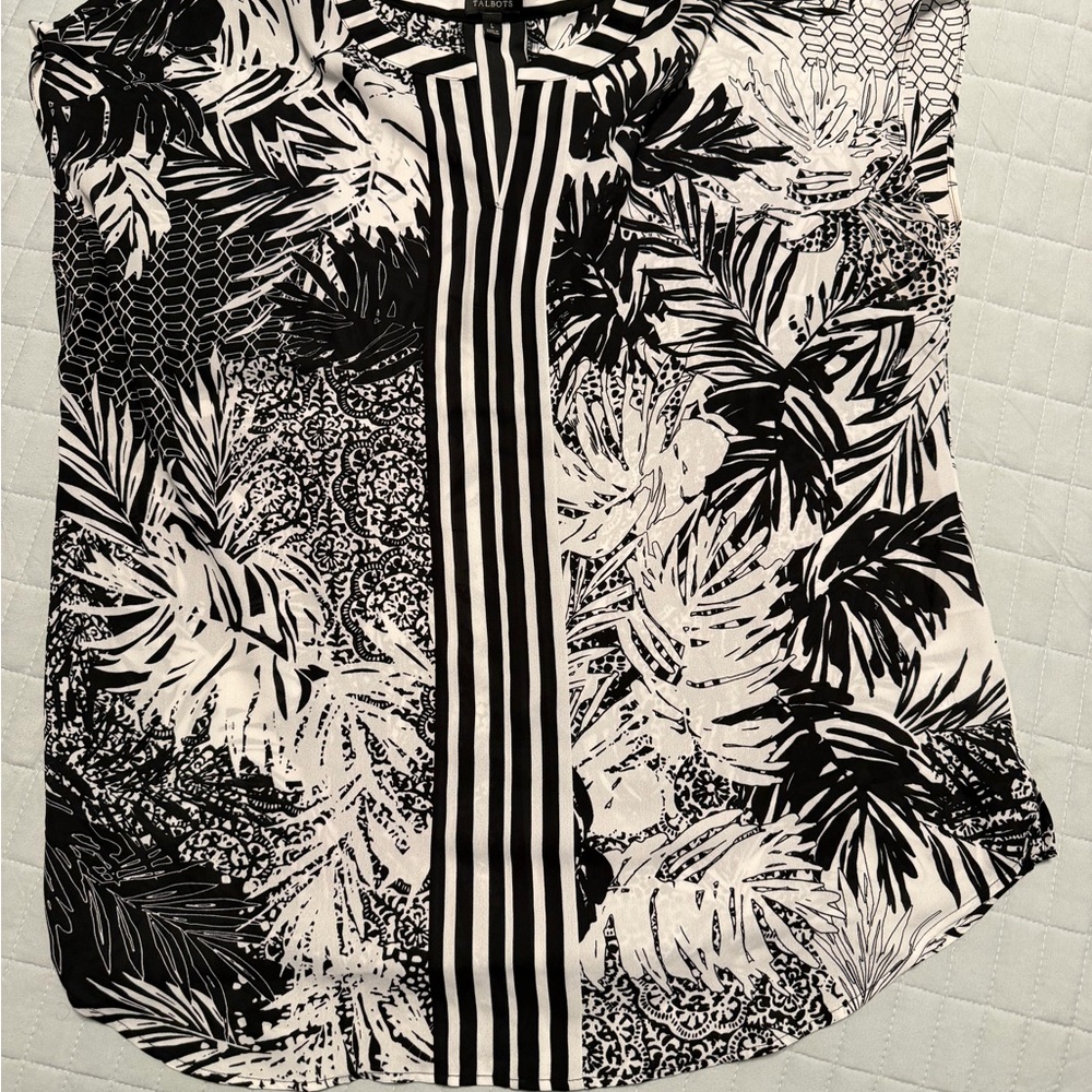 Talbots Monochrome Striped Sleeveless Top